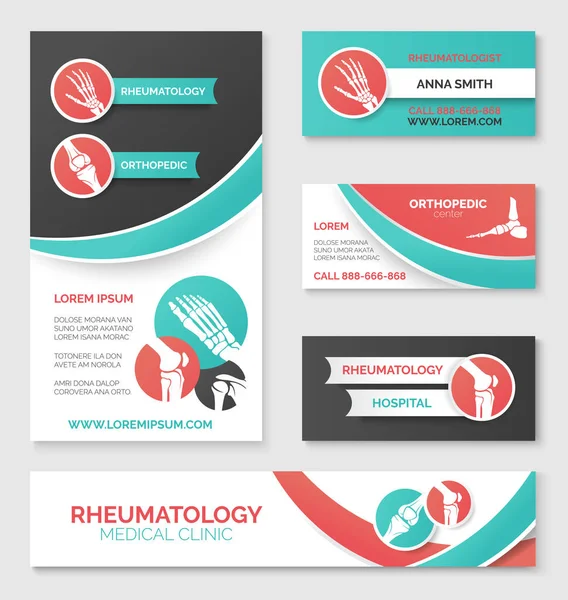 Bannière de clinique médicale, carte, modèle de flyer — Image vectorielle