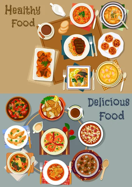 Portugese keuken gerechten icon set voor menu ontwerp — Stockvector