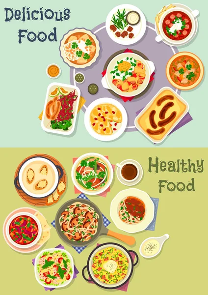 Tasty snacks icon set for menu or cookbook design — Stock Vector