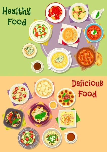 Comfort Food Icon Set für die Gestaltung der Speisekarte — Stockvektor