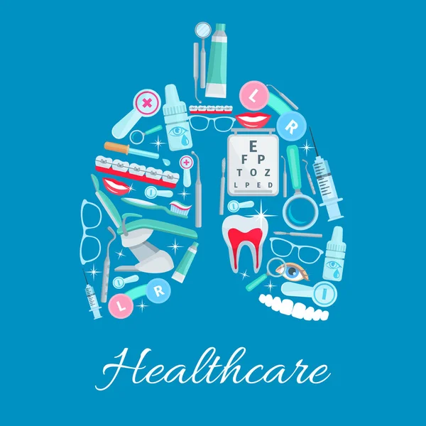 Oftalmologia, odontologia poster vector de cuidados de saúde —  Vetores de Stock