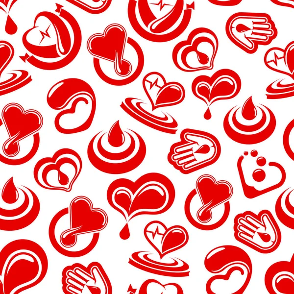 Heart health and blood vector seamless pattern — Stock Vector