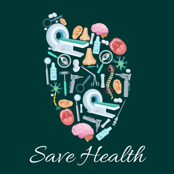 Gesundheit medizinisches Poster mit Vektorherz-Symbol — Stockvektor