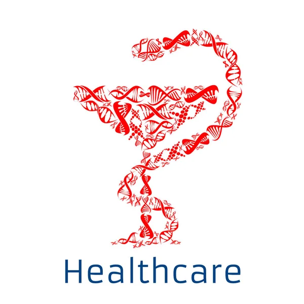 Ciotola di Hygieia simbolo del vettore del DNA sanitario — Vettoriale Stock
