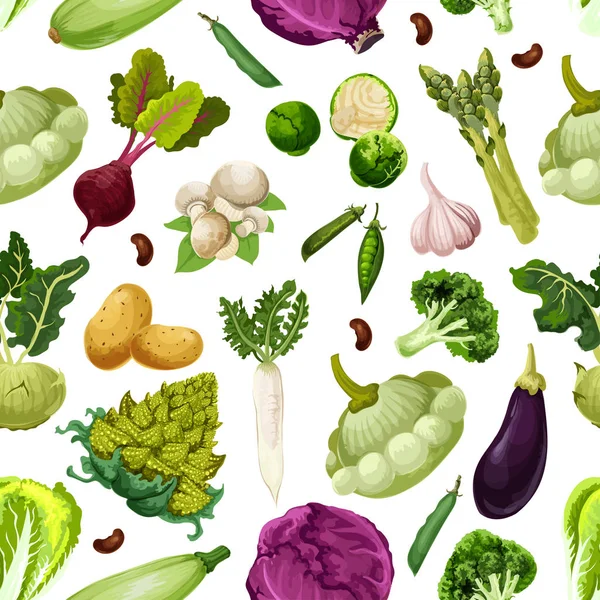 蔬菜和蔬菜矢量无缝模式 — 图库矢量图片