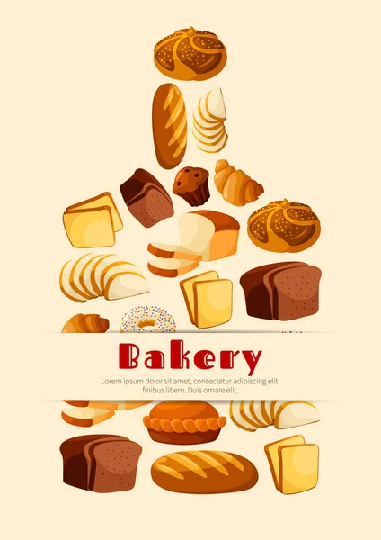 Bäckerei Brot Schneidebrett Vektor Poster — Stockvektor