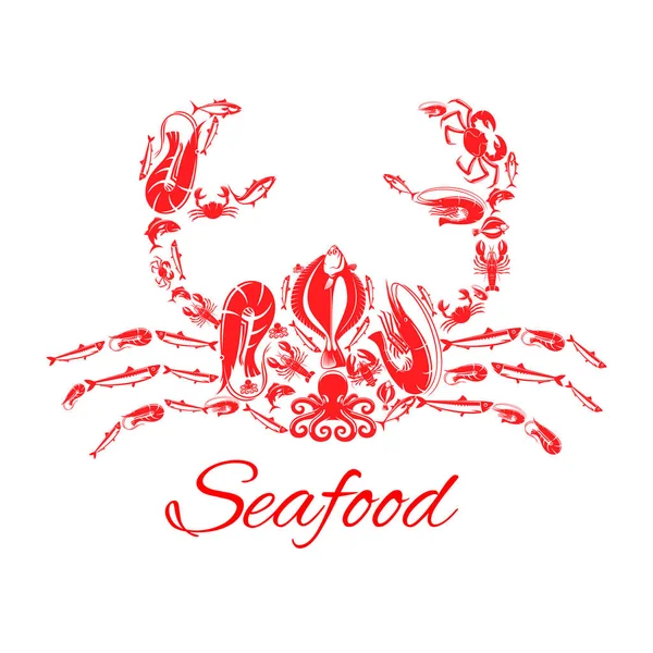 Seafood crab or lobster vector poster — Stock Vector