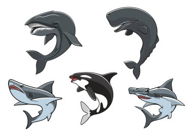Tehlikeli deniz avcılar Icon set
