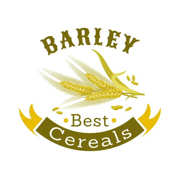 Barley grain badge for food packaging design — Stock Vector