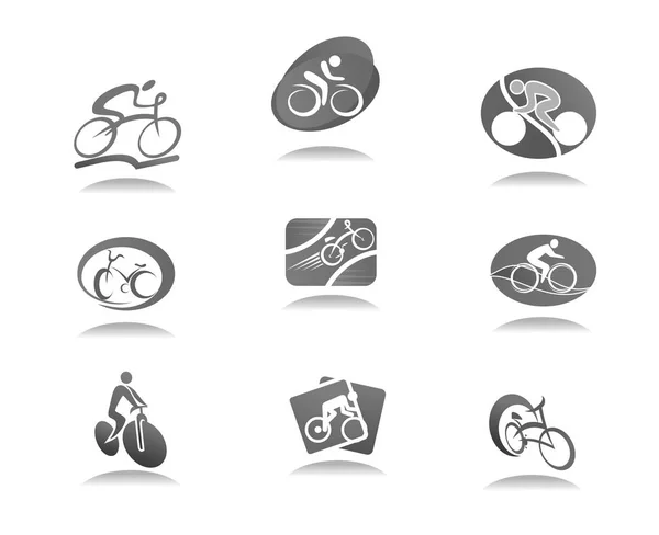 自行车比赛设计的周期运动和自行车图标 — 图库矢量图片