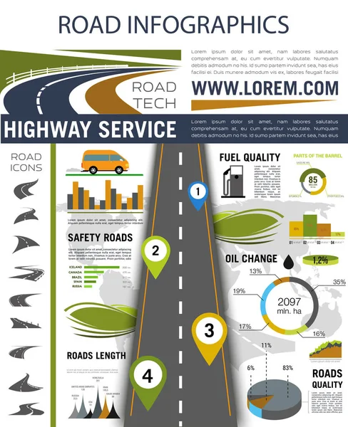 Infográficos de estrada para design de apresentação — Vetor de Stock