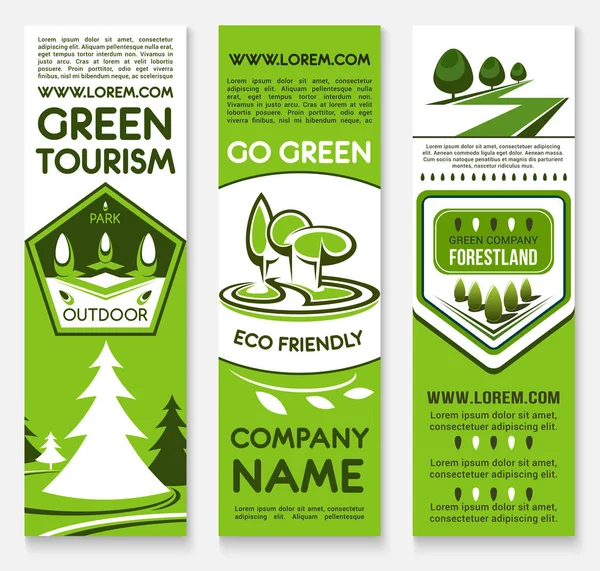 Banner de modelo de negócio definido para design de ecoturismo — Vetor de Stock