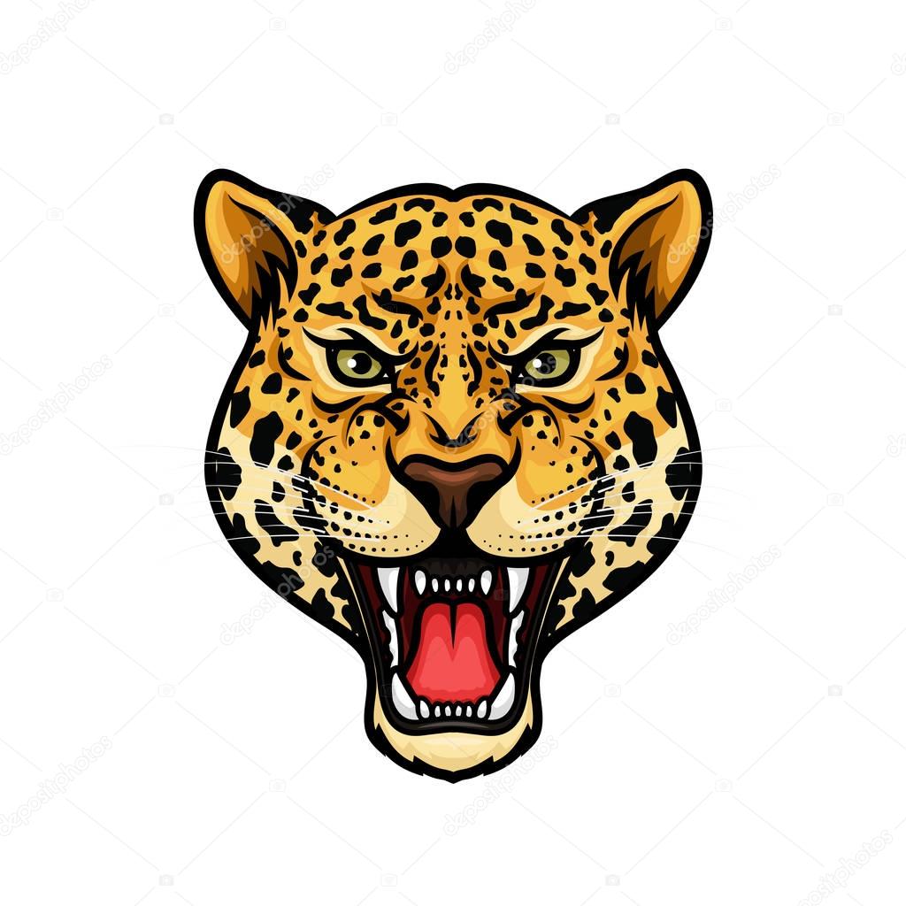 Diseño de mascota de dibujos animados aislados cabeza de Jaguar