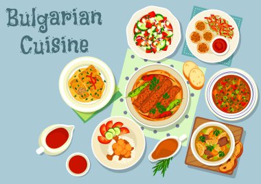 Bulgar mutfağının lezzetli yemekleri simgesi tasarım
