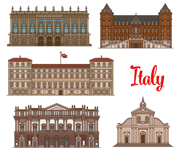 Italiaanse toeristische bezienswaardigheden icon set voor reizen ontwerp — Stockvector