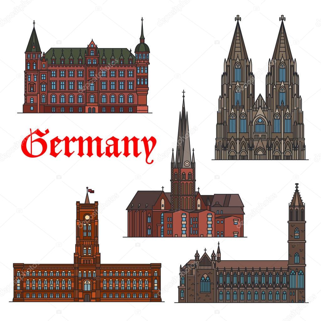 German architectural travel landmark icon set