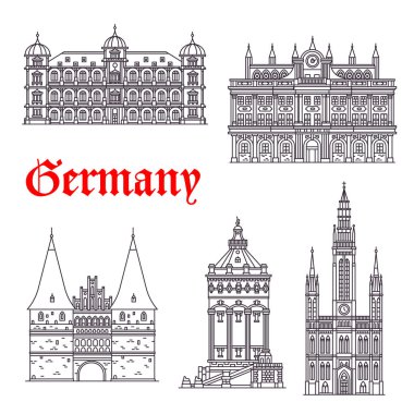 Almanya tarihi binaları mimari vektör simgeler