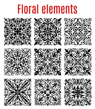 Çiçek Kenarlıklar ve süslü vektör öğeleri