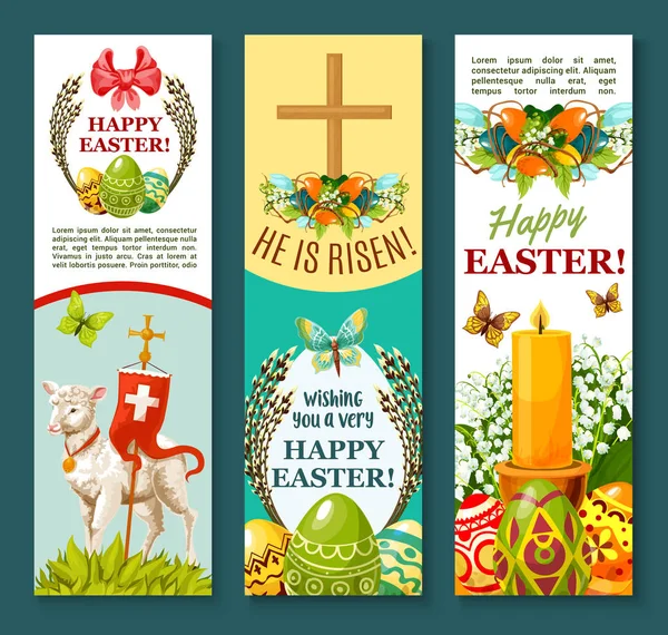 Pasqua primavera festa festivo banner set design — Vettoriale Stock