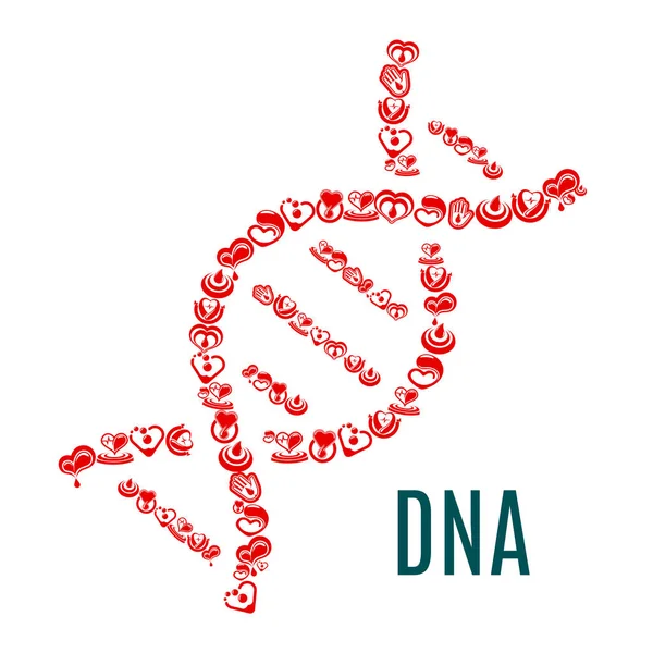 DNA symbol wektor serca i krew — Wektor stockowy