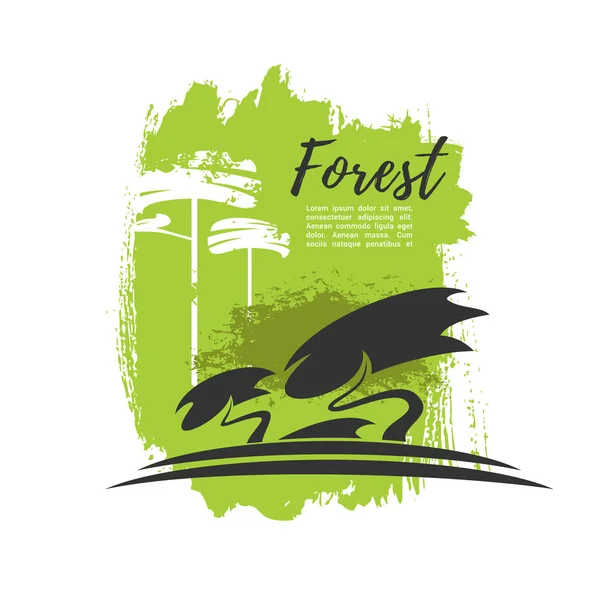 Bosque verde árboles vector eco cartel — Vector de stock