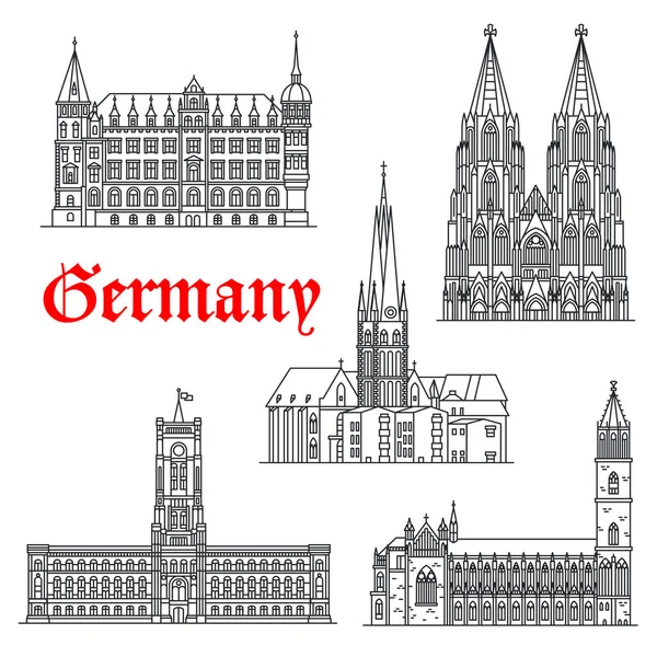 Tyskland arkitektur byggnader vektor ikoner — Stock vektor