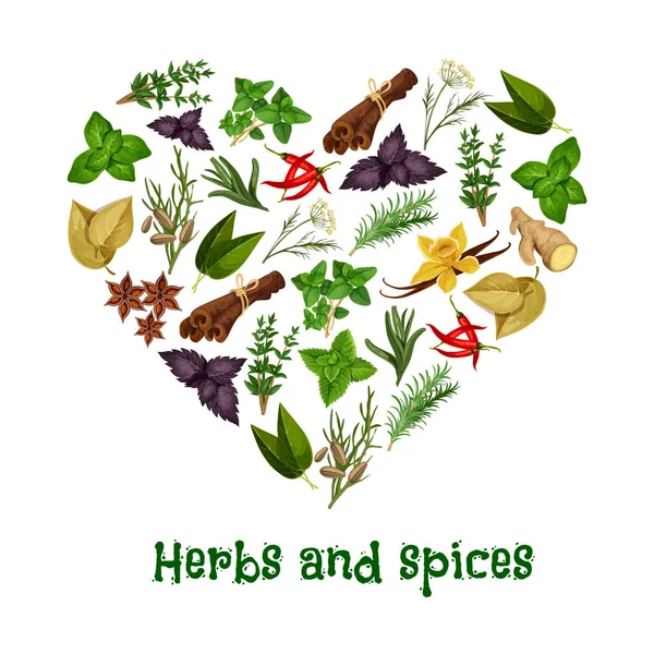 Poster vecteur coeur aux herbes et épices — Image vectorielle