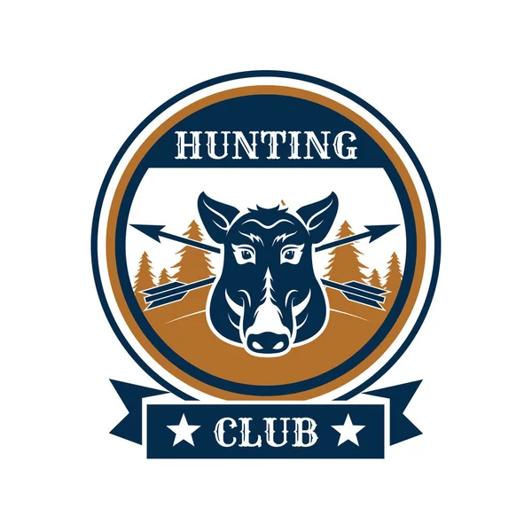 Jacht sport of jager club, zwijn vector pictogram — Stockvector