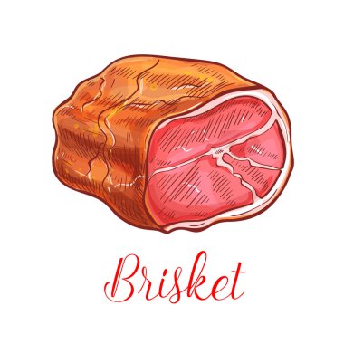 Döş pastırma et vektör kroki izole simgesi