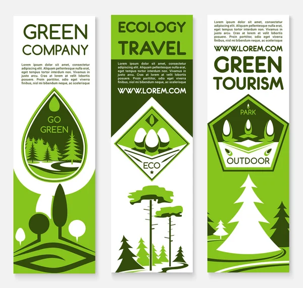 Eco verde banners vector de viaje — Archivo Imágenes Vectoriales