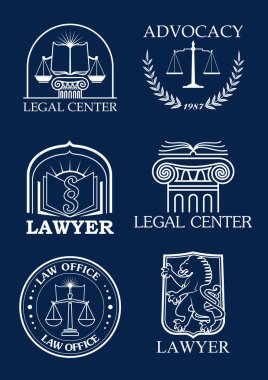Savunma veya avukat yasal vector Icons set