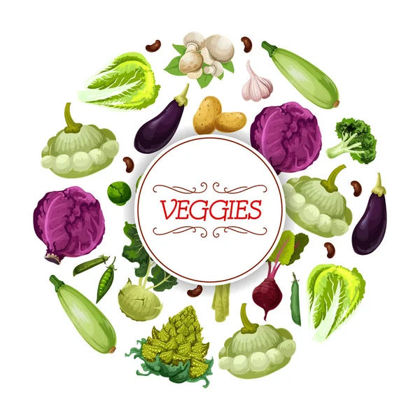 Cartel del vector vegetariano de verduras y verduras — Vector de stock