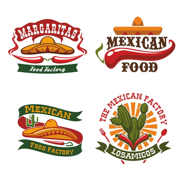 Meksiko makanan cepat saji vektor ikon ditetapkan - Stok Vektor