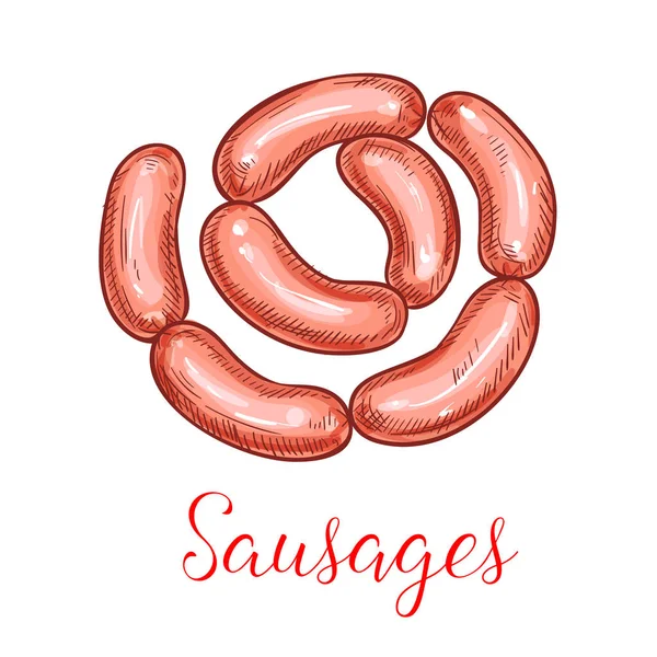 Sausages bundle vector isolated icon — Stock Vector