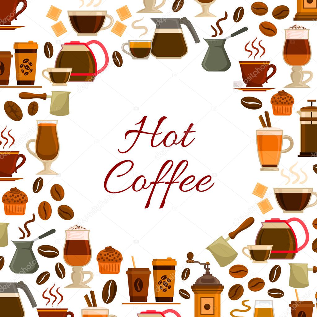 Coffee cafe or cafeteria vector poster