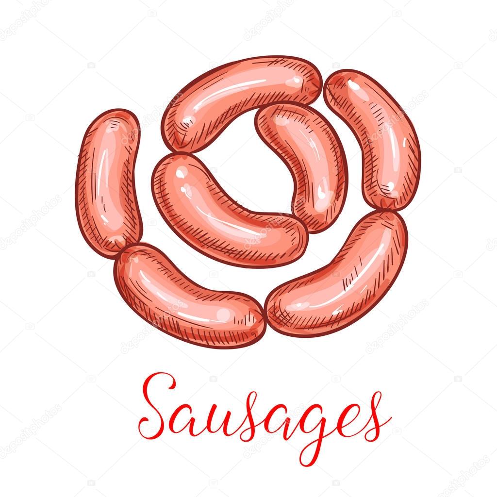 Sausages bundle vector isolated icon