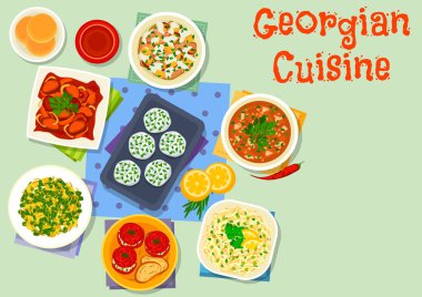 Gürcü mutfağı yemekleri simgesi yemek tasarımı için