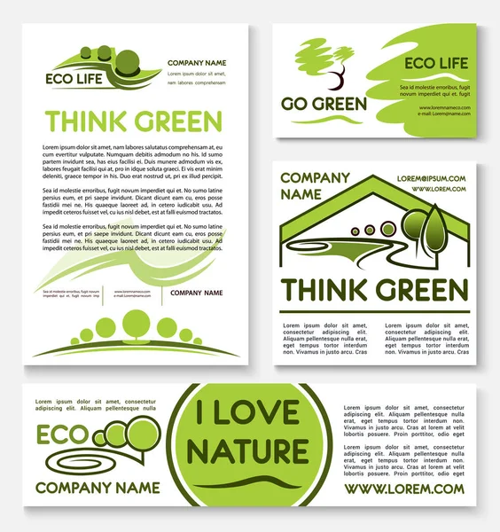 Эко-зеленый дизайн бизнес-баннера набор шаблонов — стоковый вектор