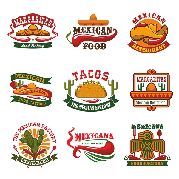 Cozinha mexicana fast food restaurante design emblema — Vetor de Stock