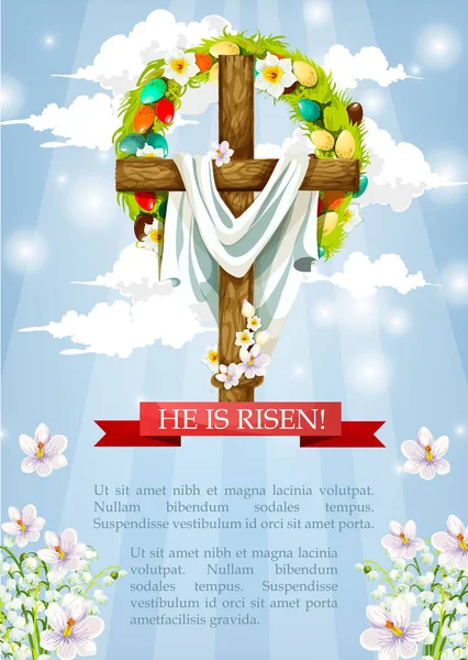 Vektor Húsvét feszületet kereszt és a Krisztus burkolat — Stock Vector