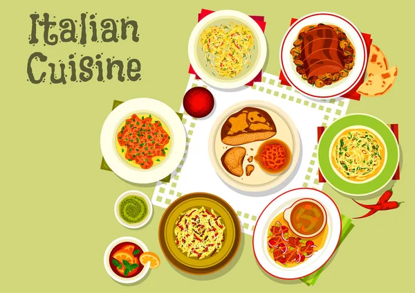 Italian cuisine tasty dinner icon design — Stock Vector