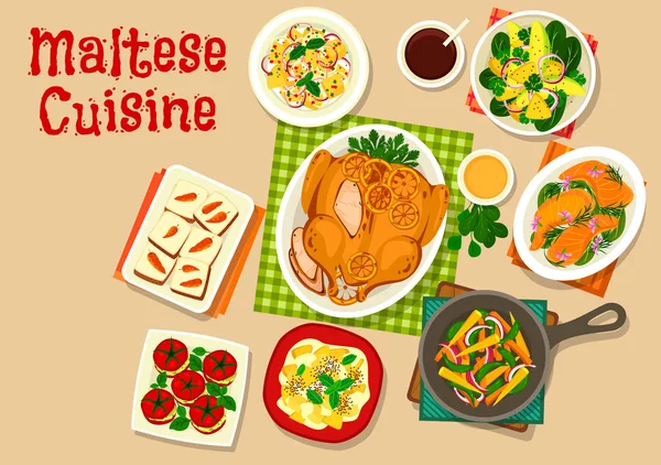 Мальтійська кухня здорове харчування іконку для меню дизайн — стоковий вектор