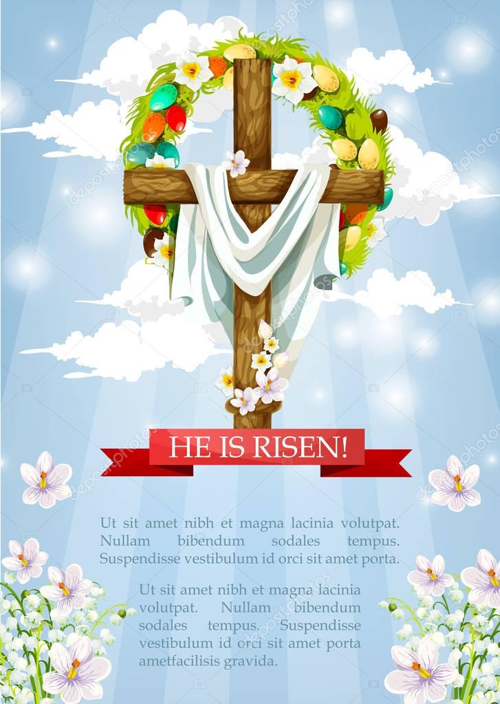 Vector Easter crucifix cross and Christ shroud