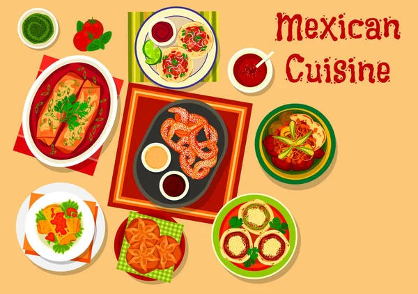 Icono de platos de comida tradicional mexicana — Vector de stock