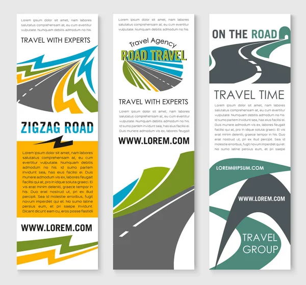 Road trip e design de modelo de banner viagem de carro — Vetor de Stock