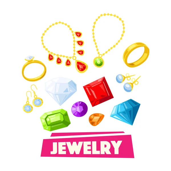 Jewelry and precious gemstone poster design — Stock Vector