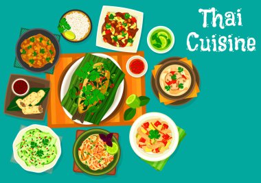Tayland Mutfağı yemek simgesi Restoran menü tasarımı için