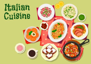 İtalyan yemekleri öğle yemeği menüsü simgesini gıda tasarımı için