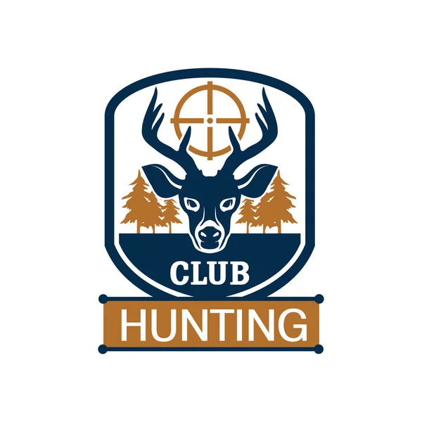 与在目标鹿狩猎俱乐部纹章徽章 — 图库矢量图片