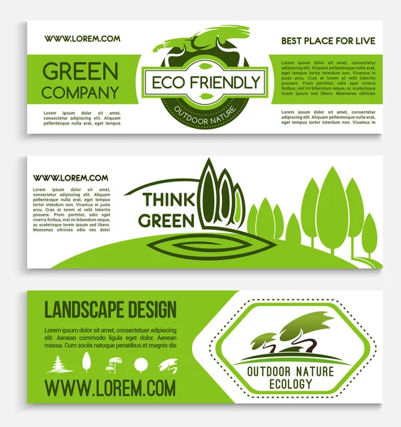 Plantilla de banner de ecología para diseño de negocios verdes — Archivo Imágenes Vectoriales